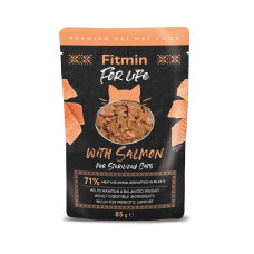 Fitmin For Life cat pouch для стерилізованих, філе лосося в соусі 85г